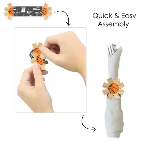 Big Dot of Happiness Nothin&rsquo; But Net - Basketball - Baby Shower or Birthday Party Paper Napkin Holder - Napkin Rings - Set of 24 {6}