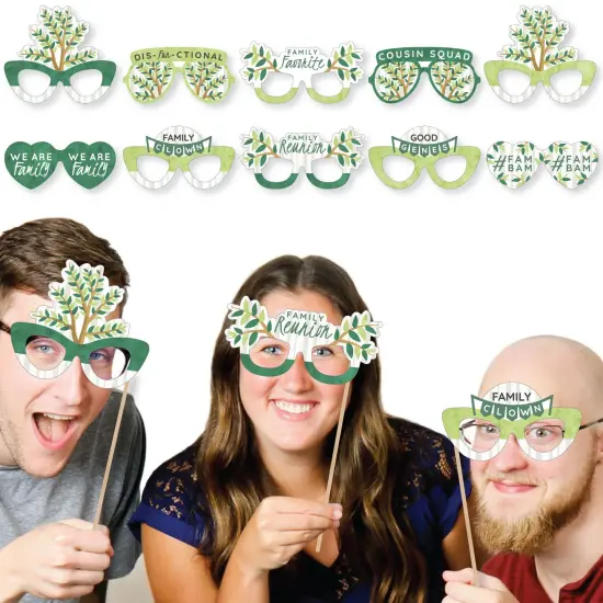 Big Dot of Happiness Family Tree Reunion Glasses - Paper Card Stock Family Gathering Party Photo Booth Props Kit - 10 Count {3}