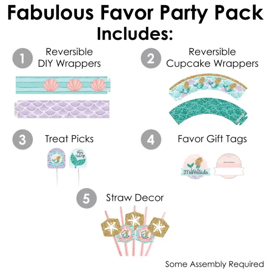 Big Dot of Happiness Let's Be Mermaids - Baby Shower or Birthday Party Favors and Cupcake Kit - Fabulous Favor Party Pack - 100 Pieces {3}