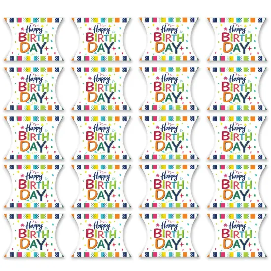Big Dot of Happiness Cheerful Happy Birthday - Favor Gift Boxes - Colorful Birthday Party Petite Pillow Boxes - Set of 20 {6}
