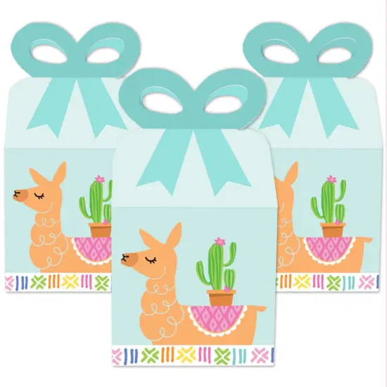 Big Dot of Happiness Whole Llama Fun - Square Favor Gift Boxes - Llama Fiesta Baby Shower or Birthday Party Bow Boxes - Set of 12 {3}