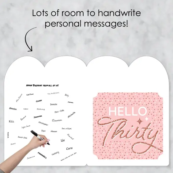 Big Dot of Happiness 30th Pink Rose Gold Birthday - Happy Birthday Giant Greeting Card - Big Shaped Jumborific Card - 16.5 x 22 inches {4}