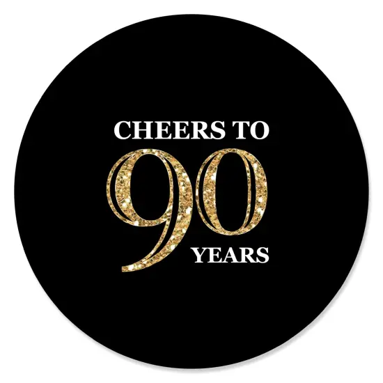Big Dot of Happiness Adult 90th Birthday - Gold - Birthday Party Circle Sticker Labels - 24 Count {1}