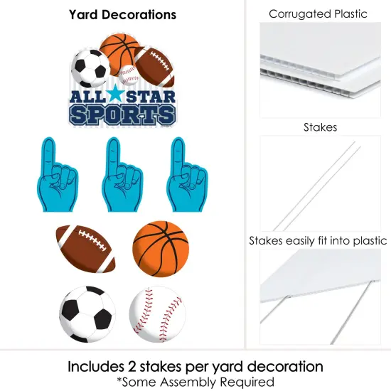 Big Dot of Happiness Go, Fight, Win - Sports - Yard Sign & Outdoor Lawn Decorations - Baby Shower or Birthday Party Yard Signs - Set of 8 {6}