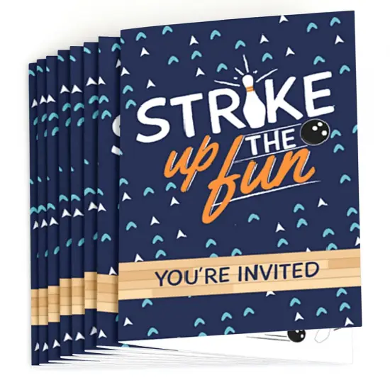 Big Dot of Happiness Strike Up the Fun - Bowling - Fill-in Birthday Party or Baby Shower Invitations (8 Count) {3}