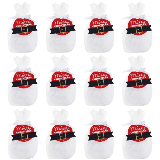 Big Dot of Happiness Jolly Santa Claus - Christmas Party Clear Goodie Favor Bags - Treat Bags With Tags - Set of 12 {7}