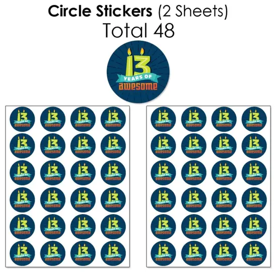 Big Dot of Happiness Boy 13th Birthday - Official Teenager Birthday Party Candy Favor Sticker Kit - 304 Pieces {7}