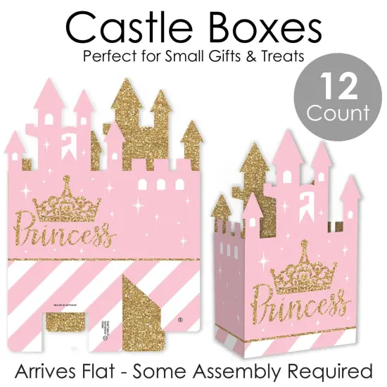 Big Dot of Happiness Little Princess Crown - Pink and Gold Princess Baby Shower or Birthday Party Favor Gift Boxes - Castle Boxes - Set of 12 {7}