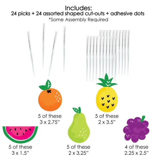 Big Dot of Happiness Tutti Fruity - Dessert Cupcake Toppers - Frutti Summer Baby Shower or Birthday Party Clear Treat Picks - Set of 24 {7}