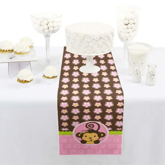 Big Dot of Happiness Pink Monkey Girl - Petite Baby Shower or Birthday Party Paper Table Runner - 12 x 60 inches {3}