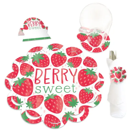 Big Dot of Happiness Berry Sweet Strawberry Fruit Themed Birthday Party & Baby Shower Paper Charger & Table Decorations Chargerific Kit Setting for 8 {1}