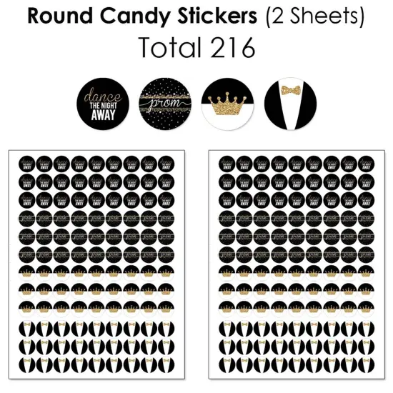 Big Dot of Happiness Prom - Mini Candy Bar Wrappers, Round Candy Stickers and Circle Stickers - Prom Night Party Candy Favor Sticker Kit - 304 Pieces {6}