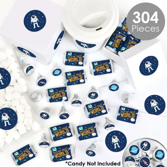 Big Dot of Happiness Blast Off to Outer Space - Rocket Ship Baby Shower or Birthday Party Candy Favor Sticker Kit - 304 Pieces {3}