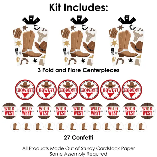 Big Dot of Happiness Western Hoedown - Wild West Cowboy Party Decor and Confetti - Terrific Table Centerpiece Kit - Set of 30 {4}