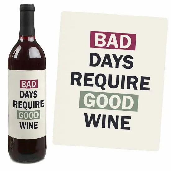 Big Dot of Happiness Therapy in a Bottle - Rough Day Decorations for Women and Men - Wine Bottle Label Stickers - Set of 4 {4}