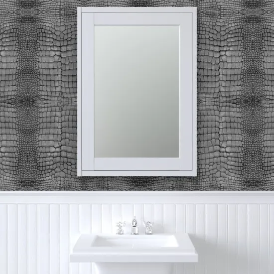Pre-Pasted Wallpaper 2FT Wide Aligator Skin Grey Scales Reptile Dragon Custom Pre-pasted Wallpaper by Spoonflower {6}