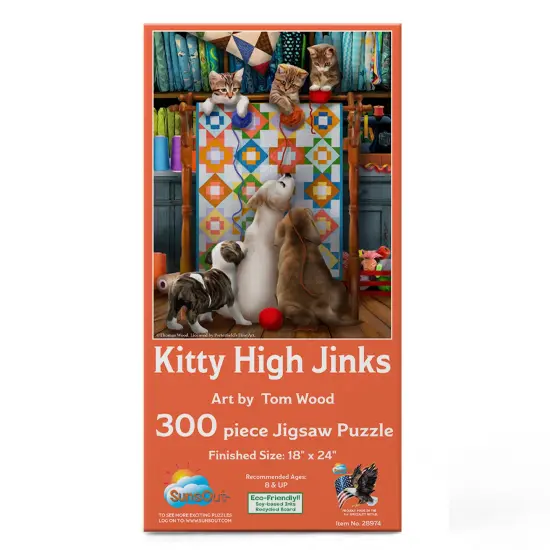 Sunsout Kitty High Jinx 300 pc Jigsaw Puzzle 28974 {4}