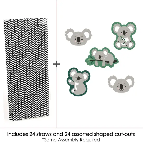 Big Dot of Happiness Koala Cutie - Paper Straw Decor - Bear Birthday Party and Baby Shower Striped Decorative Straws - Set of 24 {4}