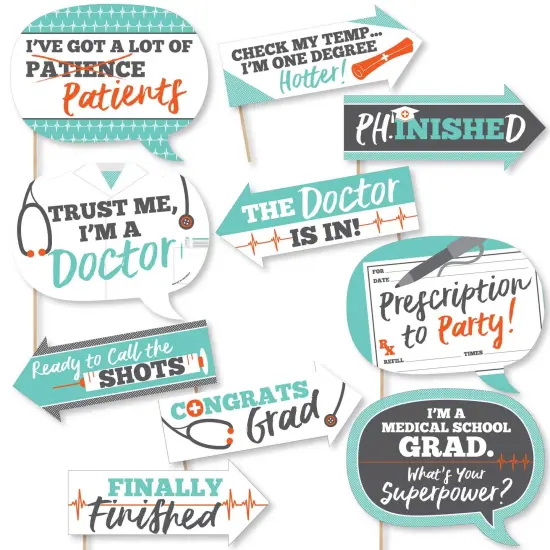 Big Dot of Happiness Funny Medical School Grad - Doctor Graduation Party Photo Booth Props Kit - 10 Piece {1}