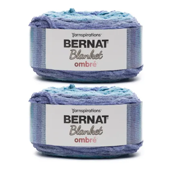 Bernat Blanket Ombre Shaded Blue Ombre Yarn - 2 Pack of 300g/10.5oz - Polyester - 6 Super Bulky - 220 Yards - Knitting/Crochet {1}