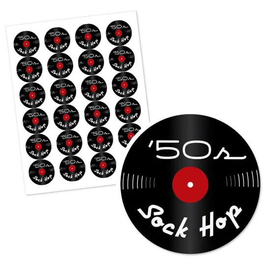 Big Dot of Happiness 50's Sock Hop - 1950s Rock N Roll Party Circle Sticker Labels - 24 Count {3}