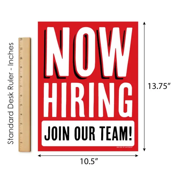 Big Dot of Happiness Now Hiring Sign - Business Decorations - Printed on Sturdy Plastic Material - 10.5 x 13.75 inches - Sign with Stand - 1 Piece {7}