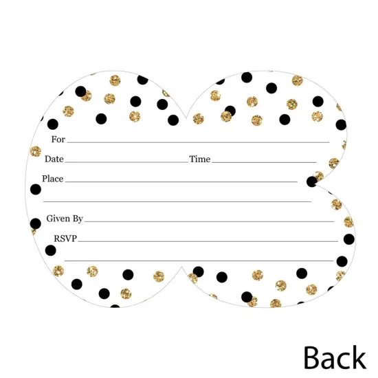 Big Dot of Happiness Adult 80th Birthday - Gold - Shaped Fill-In Invitations - Birthday Party Invitation Cards with Envelopes - Set of 12 {6}