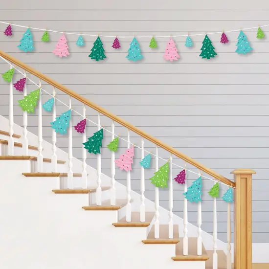 Big Dot of Happiness Merry and Bright Trees - Colorful Whimsical Christmas Party DIY Decorations - Clothespin Garland Banner - 44 Pc {3}