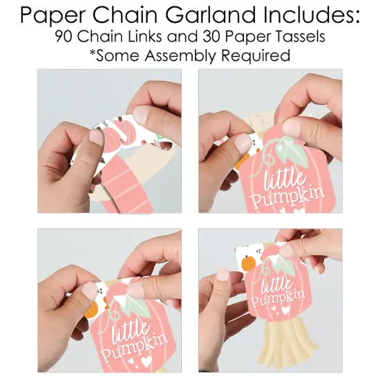 Big Dot of Happiness Girl Little Pumpkin - Decoration Kit - Fall Birthday Party or Baby Shower Paper Chains Garland - 21 feet {6}