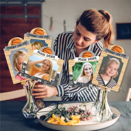 Big Dot of Happiness Nothin' But Net - Basketball - Baby Shower or Birthday Party Picture Centerpiece Sticks - Photo Table Toppers - 15 Pieces {3}