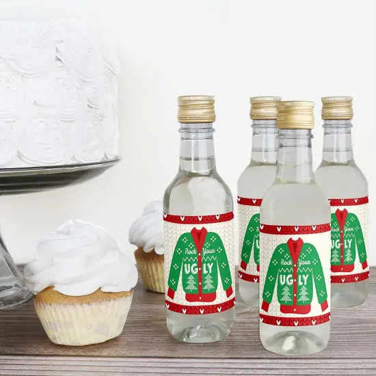 Big Dot of Happiness Ugly Sweater - Mini Wine & Champagne Bottle Label Stickers - Holiday and Christmas Party Favor Gift for Women and Men - Set of 16 {4}