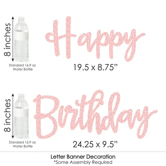 Big Dot of Happiness Pink Rose Gold Birthday - Happy Birthday Party Letter Banner Decoration - 36 Banner Cutouts and Happy Birthday Banner Letters {7}