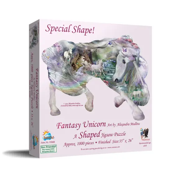 Sunsout Fantasy Unicorn 850 pc Special Shape Jigsaw Puzzle 95080 {3}