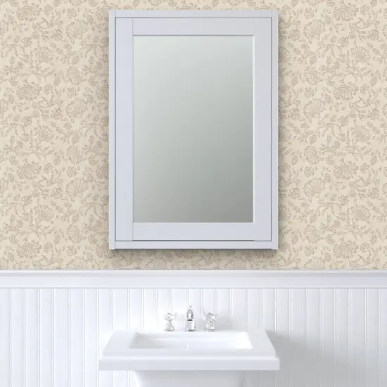 Peel & Stick Wallpaper 2FT Wide Boho Taupe Floral Bohemian Neutral Faux Woven Look Rustic Flowers India Inspired Custom Removable Wallpaper by Spoonflower {6}