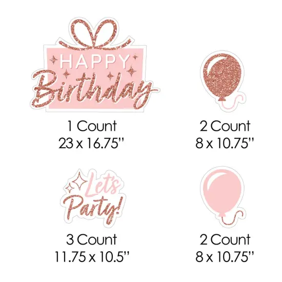 Big Dot of Happiness Pink Rose Gold Birthday - Yard Sign and Outdoor Lawn Decorations - Happy Birthday Party Yard Signs - Set of 8 {7}