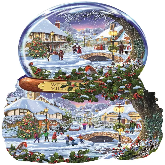Sunsout Winter Village 1000 pc Special Shape Christmas Jigsaw Puzzle 97152 {1}