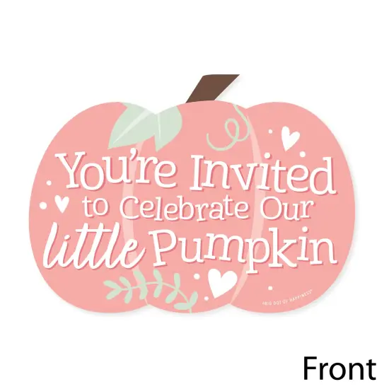 Big Dot of Happiness Girl Little Pumpkin - Shaped Fill-In Invitations - Fall Birthday Party or Baby Shower Invitation Cards with Envelopes - Set of 12 {4}
