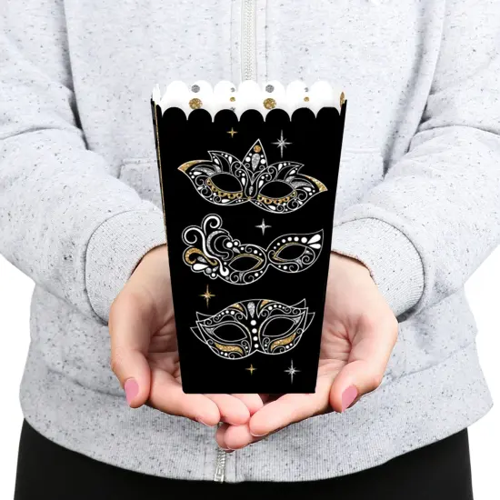 Big Dot of Happiness Masquerade - Carnival Mask Party Favor Popcorn Treat Boxes - Set of 12 {6}