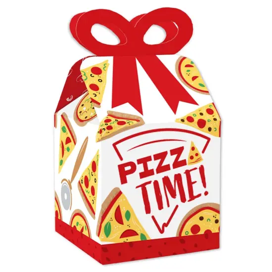Big Dot of Happiness Pizza Party Time - Square Favor Gift Boxes - Baby Shower or Birthday Party Bow Boxes - Set of 12 {1}