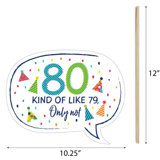 Big Dot of Happiness 80th Birthday - Cheerful Happy Birthday - Colorful Eightieth Birthday Party Photo Booth Props Kit - 20 Count {7}