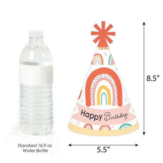 Big Dot of Happiness Hello Rainbow - Cone Happy Birthday Party Hats for Kids and Adults - Set of 8 (Standard Size) {4}