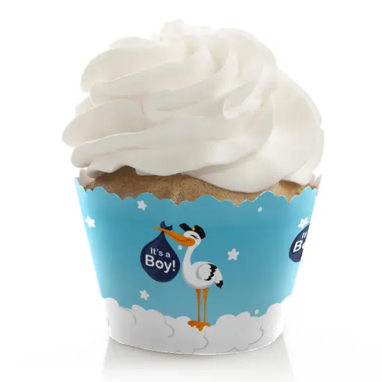 Big Dot of Happiness Boy Special Delivery - Blue It's A Boy Stork Baby Shower Decorations - Party Cupcake Wrappers - Set of 12 {1}