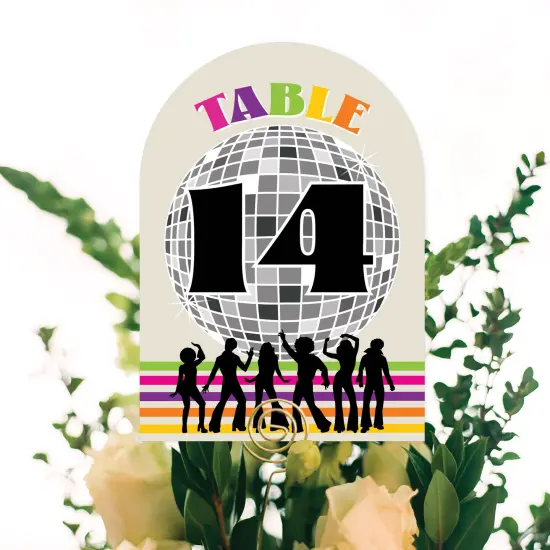 Big Dot of Happiness 70&rsquo;s Disco - 1970s Disco Fever Party Double-Sided 5 x 7 inches Cards - Table Numbers - 1-20 {6}
