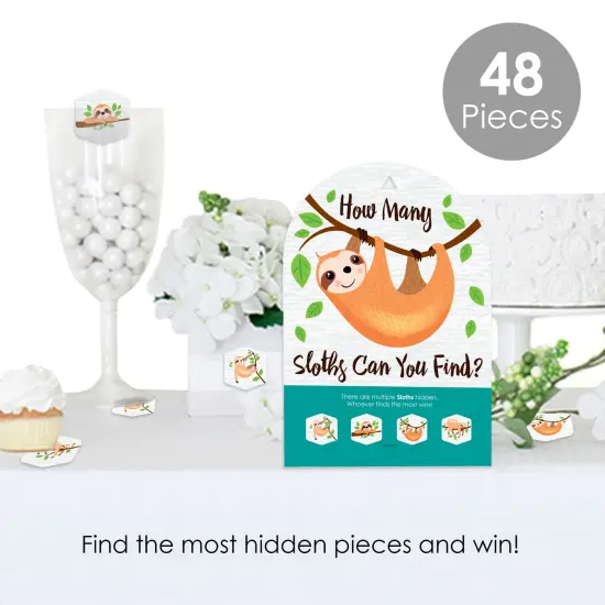 Big Dot of Happiness Let&rsquo;s Hang - Sloth - Baby Shower or Birthday Party Scavenger Hunt - 1 Stand and 48 Game Pieces - Hide and Find Game {3}