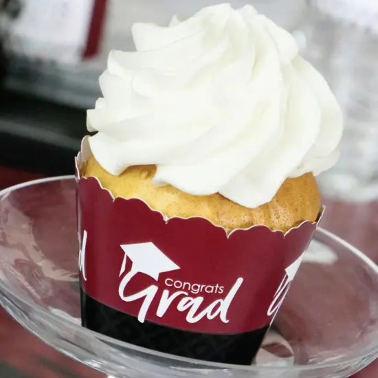 Big Dot of Happiness Maroon Graduation Party Decorations - Party Cupcake Wrappers - Set of 12 {6}