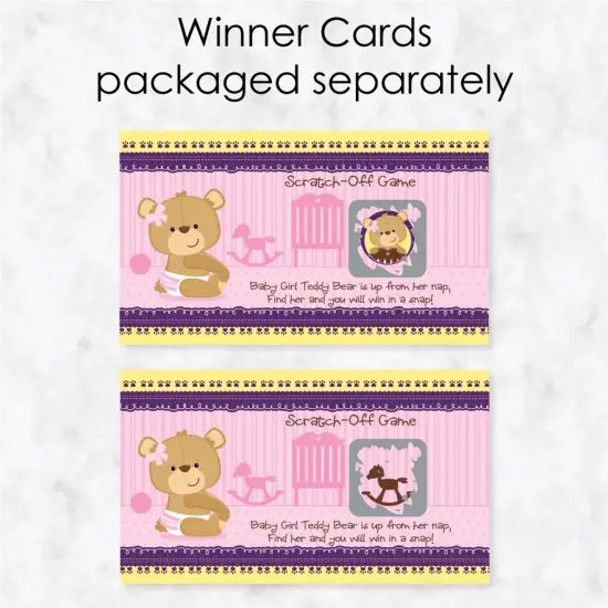 Big Dot of Happiness Baby Girl Teddy Bear - Baby Shower or Birthday Party Game Scratch Off Cards - 22 Count {4}