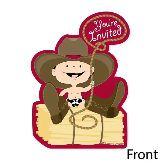 Big Dot of Happiness Little Cowboy - Shaped Fill-in Invitations - Western Baby Shower or Birthday Party Invitation Cards with Envelopes - Set of 12 {4}
