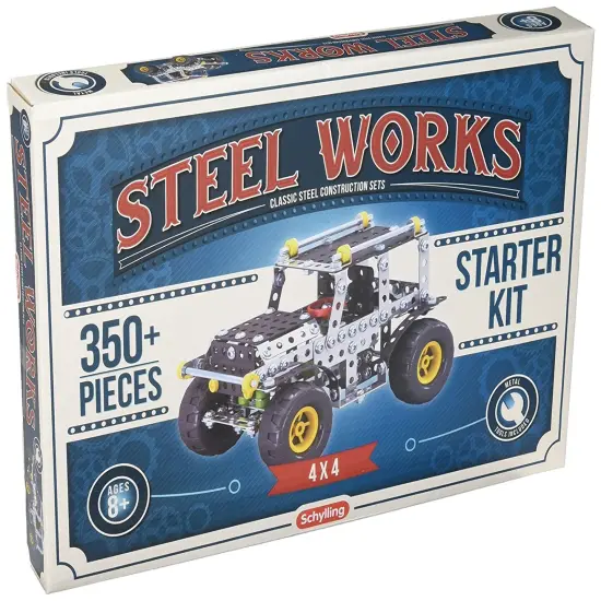 Schylling Steel Works Classic Steel Construction 4 x 4 Starter Set 350 Pieces {1}