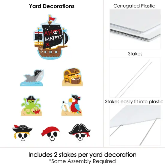 Big Dot of Happiness Pirate Ship Adventures - Yard Sign and Outdoor Lawn Decorations - Skull Birthday Party Yard Signs - Set of 8 {6}