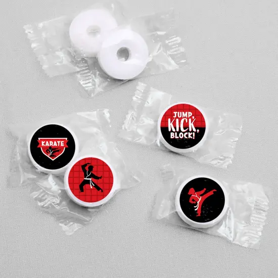 Big Dot of Happiness Karate Master - Martial Arts Birthday Party Round Candy Sticker Favors - Labels Fits Chocolate Candy (1 sheet of 108) {4}